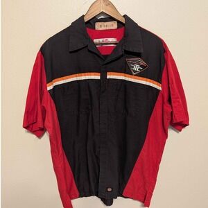 Red Kap Work Shirt Mens XXL Red Black Racing Pit Crew Short Sleeve